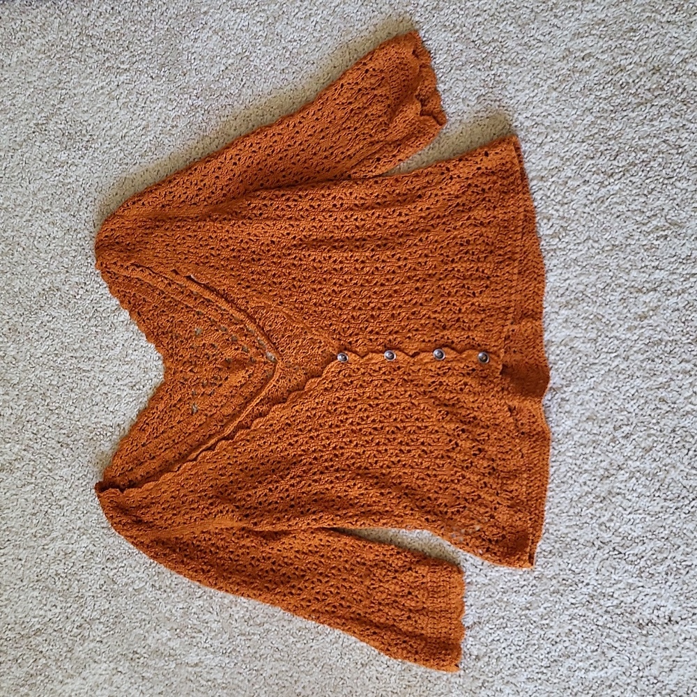 Rust orange crochet sweater